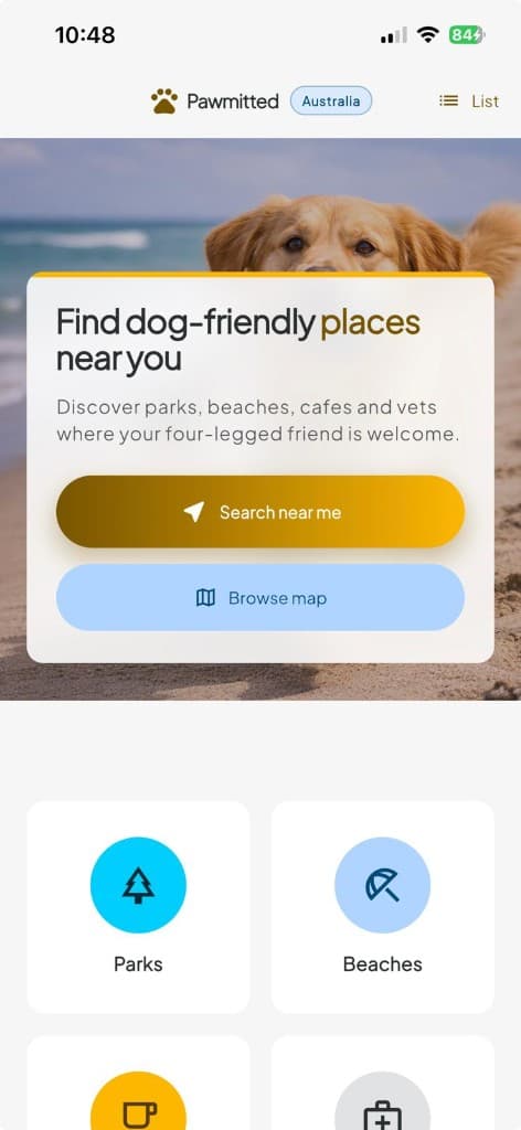 Pawmitted iOS app home screen